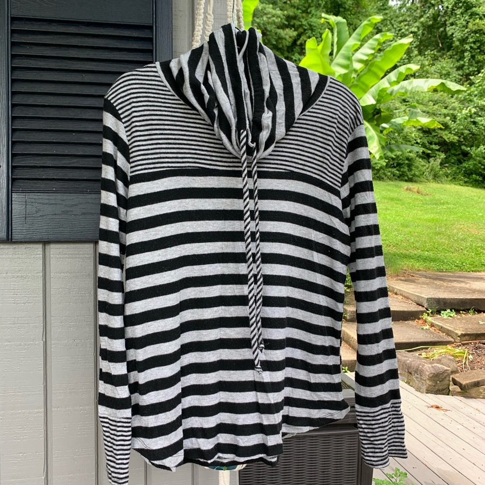 Pink Clover Black and White Striped Sweater